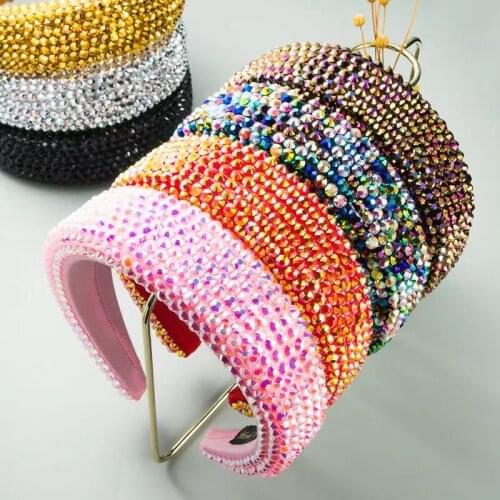 Whole Crystal Headband Rhinestone Diamond Glitter Hairband 4.5cm Wide Edge Headwear Hair Accessories for Girls