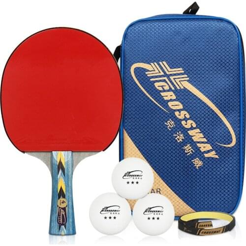 Crossway Professional 4-Star Table Tennis Racket + Case + Ball Horizontal Grip Pimples-in Rubber Ping Pong Table Tennis Blades