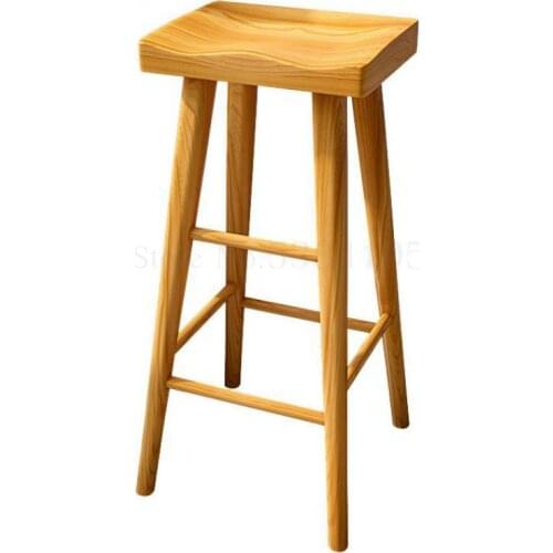 Nordic Simple Modern Log Bar Chair Domestic Solid Wood Bar Chair Dining Table Stool High Foot Stool Bar Chair High Foot Chair