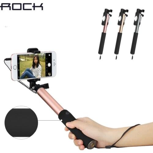 On Sales Rock Monopod 3.5mm Wire Control Universal Mini Selfie Sticks for iPhone for Huawei for Xiaomi селфи палка