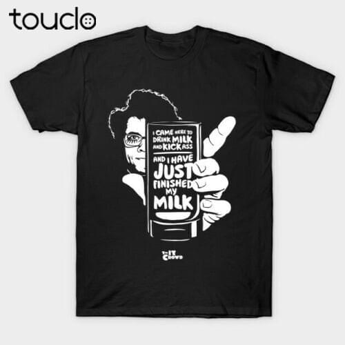 Drink Milk & Kick Moss The IT Crowd They Live Nada Quote Funny Black T-shirt