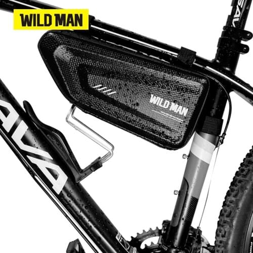 WILD MAN Bicycle Frame Bag Mountain Bike Bag Rainproof Road Cycling Accessories Hard Shell Tools Storage Panniers Capacity 1.5L
