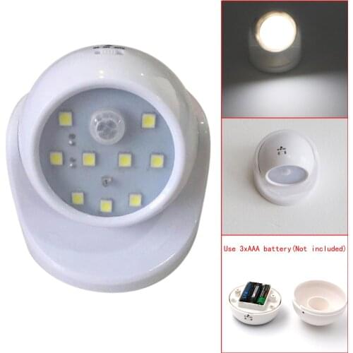 Waterproof 9 LED Light Wireless Motion Activated PIR Sensor Nightlight Night Light Table Night Lamp AAA Bedroom Living Room