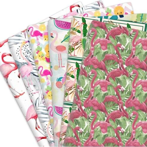 Flamingo Bird Plant 100% Pure Or Polyester Cotton Material Patchwork Sewing Fabrics Quilt Needlework DIY Cloth 50*145ce