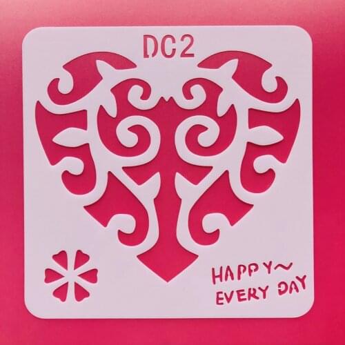 13x13cm Happy Every Day Heart Love Flexible Plastic Stencil Anniversary Birthday Cake Decorating Supplies Spray Airbrush Drawing