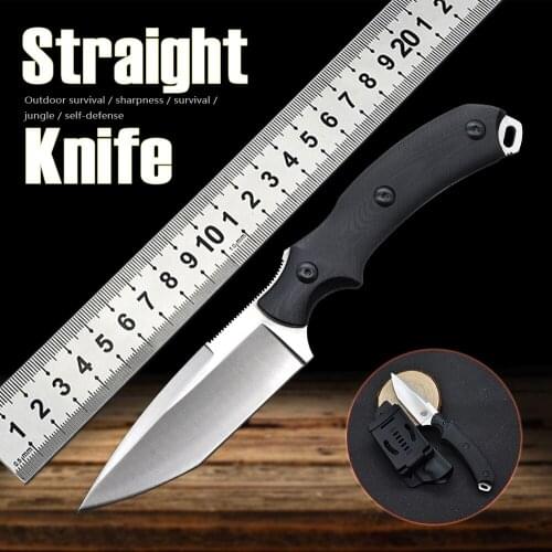 Outdoor Portable Tactical Equipment High Hardness Straight Hunting Knife EDC Tool Field Self-Defense Fruit Knife CS GO D2 Blade