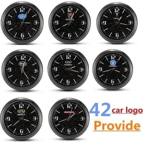 High-precision car clock watch luminous for Opel Seat F-ord N-issan KIA Renault MINI and other with 42 car logo clock interiors