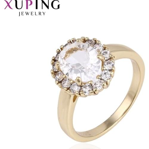 Xuping Fashion Elegant Ring Light Yellow Color Plated Jewelry for Women Wedding Christmas Jewelry Gift 14242