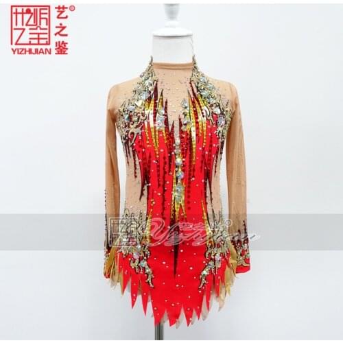 YIZHIJIAN Figure Skating Skirt Custom Competition Girl Childrens Performance Rhythmic Gymnastics Clothing