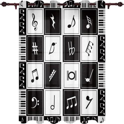 Living Room Curtains Music Notes Piano Keys Modern Home Decor Bathroom Kitchen Bedroom Balcony Floor Valance Curtains