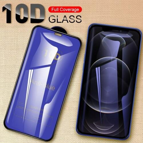 Anti Purple Blue Light Tempered Glass For iPhone 13 12 Pro Max Mini 13Mini Protector 10D Phone Safety Screen Full Cover Film