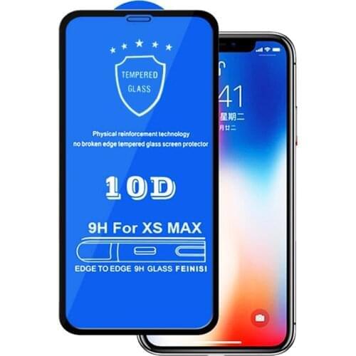 Ekvinor 100pcs DHL For iphone XS Max XR X Tempered Protective Glass 10D Full Cover Screen Protector for iPhone 6 7 8 6S Plus