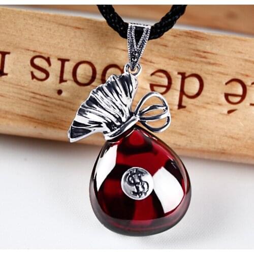 ZHJIASHUN 100% 925 Sterling Silver Trendy Red Stone Pendant For Women Creative Natural Precious Stone Pendant Necklace Jewelry