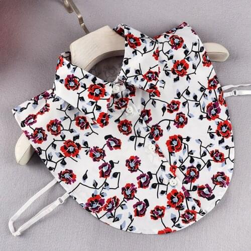 Woman Fake Collar Shirt Elegant Embroidery Floral Decorated Detachable Collar ties White Black OL Office False Collar Whosale