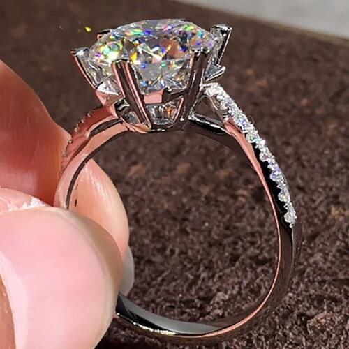 14K Au585 White Gold Women Wedding Party Engagement Ring 1 2 3 4 5 Carat Round Heart Moissanite Diamond Ring Trendy Elegant