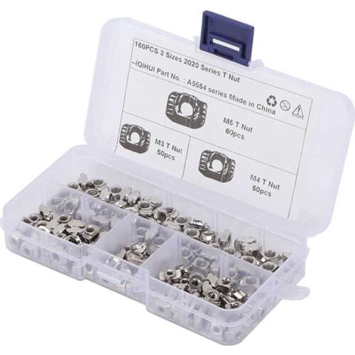 160PCS M3 M4 M5 T Nut Hammer Head Fastener 2020 Series EU M3 M4 M5 Carbon Steel Car Accessory