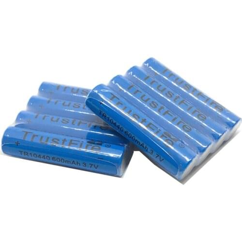 18pcs/lot TrustFire TR10440 10440 AAA 3.7V 600mAh Lithium Rechargeable Battery for LED Flashlights Torch Remote Control Toys