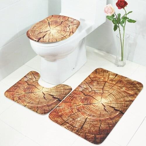 3pcs Bathroom Carpet Non-Slip Pedestal Rugs & Lid Toilet Covers & Bath Mat Water Absorb H88F