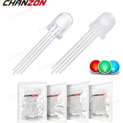 50pcs 8mm RGB LED Emitting Diode Micro Indicator Red Green Blue Multicolor Common Anode Cathode 3V Super Bright PCB Circuit Bulb