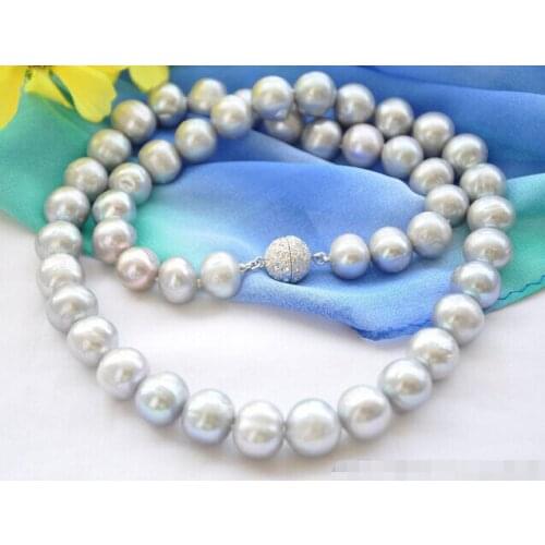 FREE SHIPPING hot saleBig ROUND GRAY Freshwater cultured PEARL NECKLACE 24inch