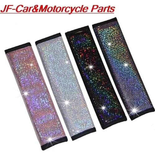 Bling Rhinestone Crystal Car Seat Belt Shoulder Pads Auto Safety Seat Belt Cover Protection Pad Car Interior Decor Accessories