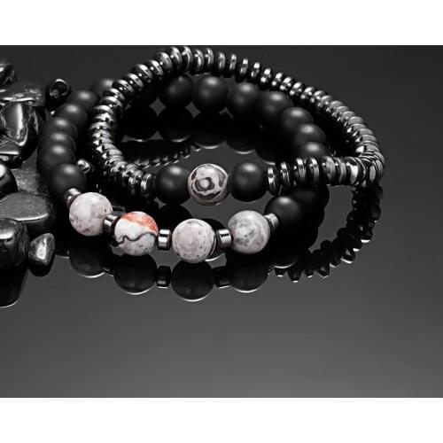 Natural Hematite Tigers Eye Bracelets Men Tiger Eye & Hematite Charm Bracelets for Women Elastic Adjustable Bracelet Jewelry