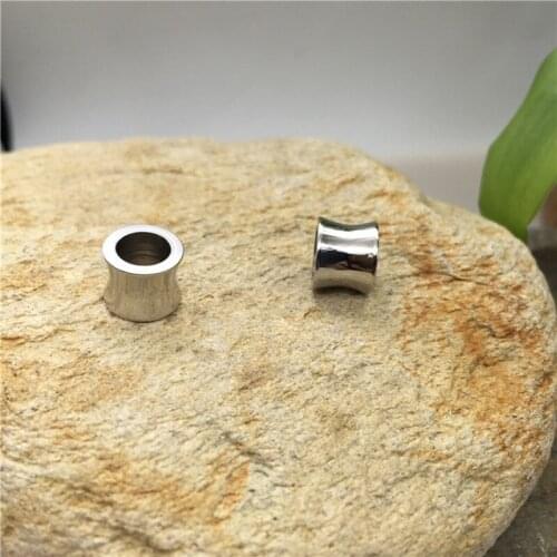 Casting 316l Stainless steel 6/8mm Silver Tone Cylinder Bead European Charm Beads for DIY Men Leather Bracelet Jewelry Making