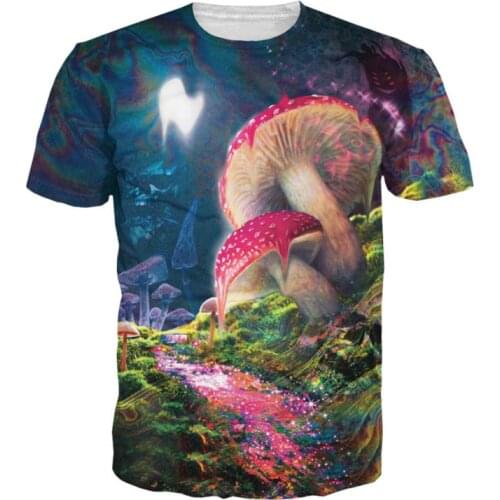 CJLM Plus Size 6XL Bad Trip T-Shirt Psychedelic Vision A Melting Mushroom Tees Men/Women 3D Print Fashion Colorful T Shirt Tops