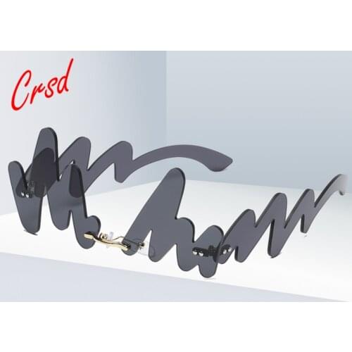 CRSD 2020 New Fashion Wave Women Rimless Sunglasses Punk Sunglasses Red Wave Shades For Vintage Men Women Unique Doodle Glasses