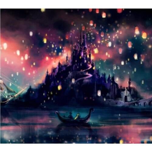 DIY Castle Lantern Sea Full Diamond Painting cross stitch kits art Scenic 3D paint by diamonds