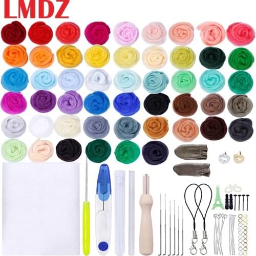 LMDZ 50 colors DIY needle felt acupuncture kit wool felt tool hand-spun craft making ideal gift