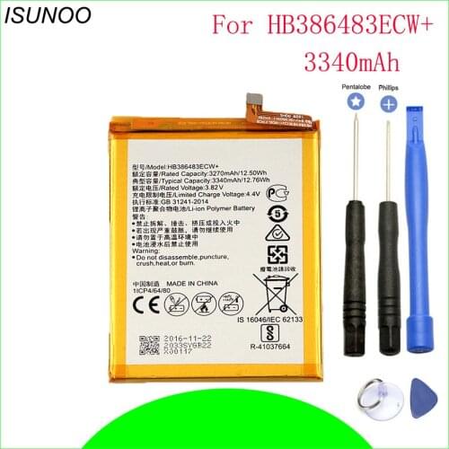 ISUNOO HB386483ECW+ phone battery For HuaWei Maimang 5 MLA-AL00 MLA-AL10 / G9 Plus MLA-UL00 MLA-TL00 MLA-TL10 with repair tools