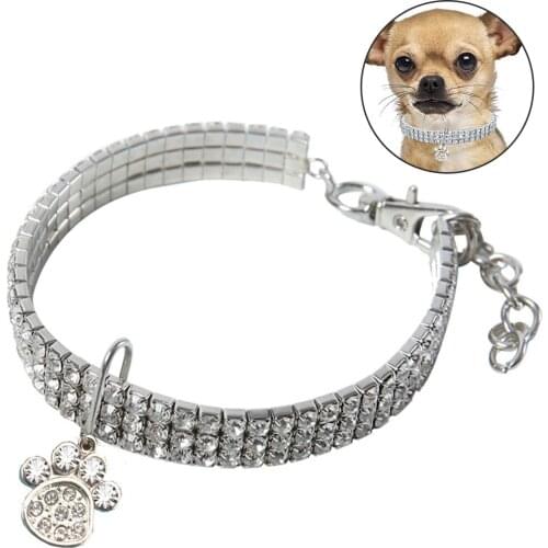 Exquisite Bling Crystal Dog Collar Diamond Puppy Pet Shiny Full Rhinestone Necklace Collar Collars for Pet Little Dogs Supplies