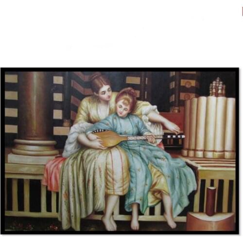 Oil Painting Hand painted Canvas Europe Classical Palace Figure Painting Wall art Picture for Living room Home decoration #57