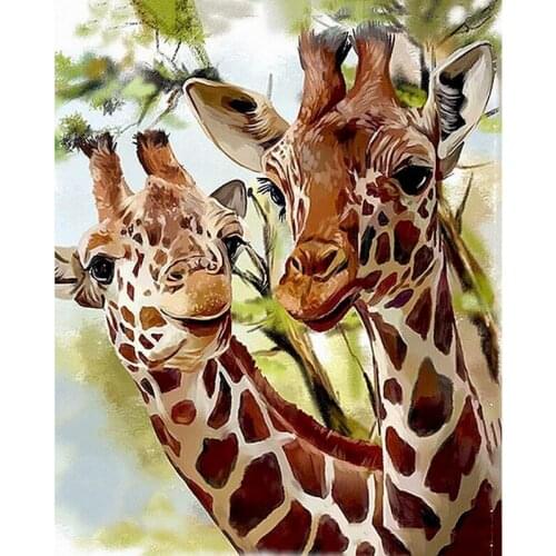 Gatyztory Giraffe Diy Painting By Numbers Canvas Colouring Animal Handpainted Gift Wall Decor 60×75cm Frame