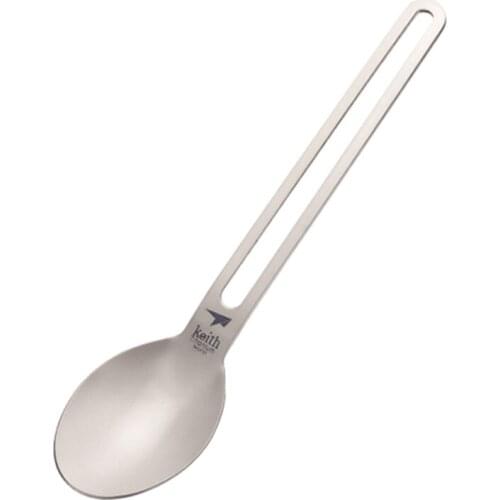 Keith Titanium Spoon Outdoor Camping Picnic Titanium Tableware Lightweight Long handle Spoon Tableware 17g w/ Bag Ti5313