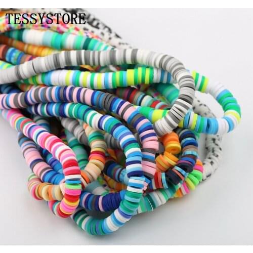 TESSYSTORE 6mm Flat Round Polymer Clay Beads Chip Disk Loose Spacer Beads For Jewelry Making DIY Handmade Bracelets Accessories
