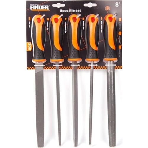 Medium-Toothed Metal Files Set 5 Pieces Flat Triangle Round Square Half-Round