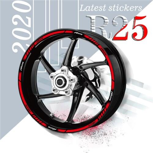 Motorcycle front and rear rims cover outer rim stickers 20 stripes Reflective wheel tire decal For YAMAHA R25 r25