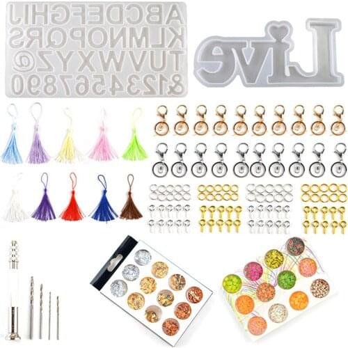 TC077 Letter Alphabet Silicone Mold Kit Keychain Accessories Gold Foil Tassel Jewelry Silicone Resin Mold