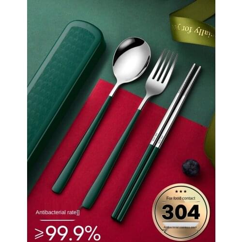 304 Stainless Steel Cutlery Kitchen Spoon Fork Chopsticks Dinner Set Portable Travel Tableware Set kitchen accessories