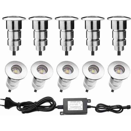 Low Voltage LED Inground Deck Recessed Lights 0.6W IP67 for Outdoor Stairs Path Garden Security Floodlights 10pcs/set F102-10