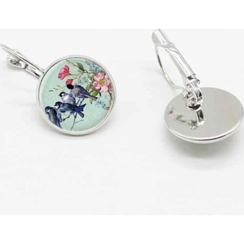 New classic hummingbird azalea crystal glass round earrings ear hook jewelry accessories