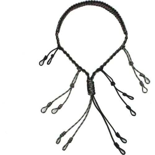 Parachute cord woven 12 Ring Neck Lanyard Strap,collar made of umbrella rope,Adjustable Loops Holder For Outdoor Hunting Camping