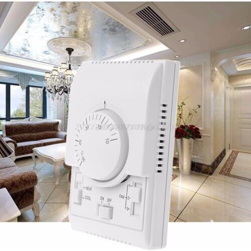 AC 220V Room Mechanical Thermostat Control Switch Air Conditioner Fan Coil Temperature Controller My02 19 Dropship