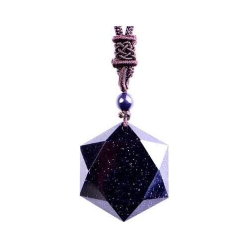 Suspension Planet Blue Sandstone Star Hexagram Leather Chain Pendants Necklace For Womem Dropshipping