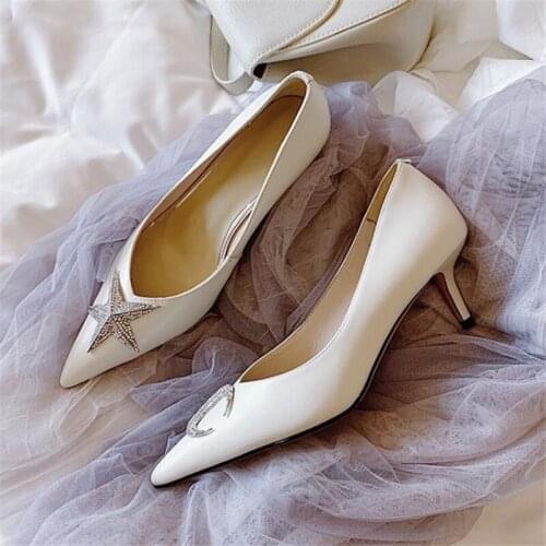 PXELENA Designer Star Moon Kitten High Heels Shoes Women Genuine Leather OL Office Lady Dress Party Evening Pumps 2021 Spring 40