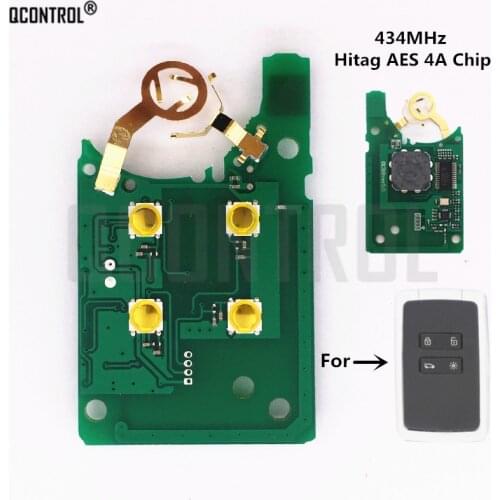 QCONTROL Car Remote Smart Key Electronic Circuit Board for Renault megane 4 Keyless 434mhz Hitag AES 4A chip megane 4 Keyless