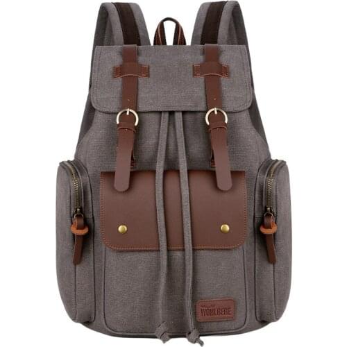 Canvas Backpack Computer Laptop Bagpack Retro Mochilas Para Hombre Crazy Horse Leather Sac De Luxe Femme Vintage Plecak Damski
