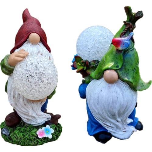 Garden Gnome Statue Solar Powered LED Outdoor Decor Light Solar LED Outdoor Decorative LightGarden Accessories Decorations